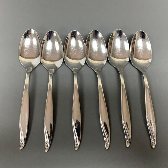 Wm A Rogers Oneida Surf Club Stainless Oval Soup Spoons Lot of 6 - Picture 1 of 7